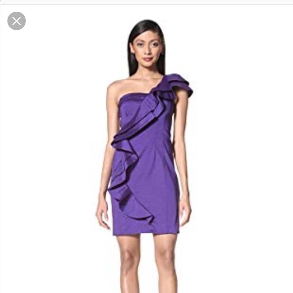 Jessica Simpson purple ruffle one shoulder dress